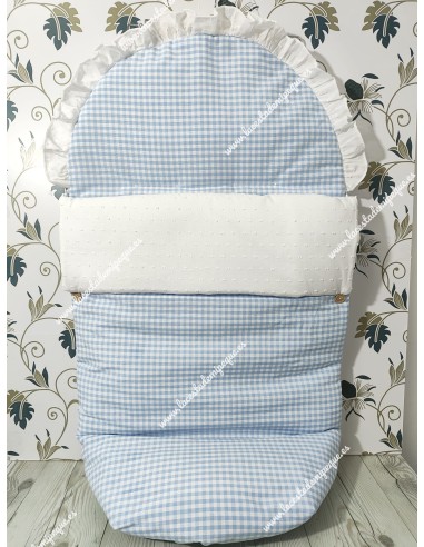 Saco Universal Vichy Celeste Cuadros-P Combi Plumeti blanco