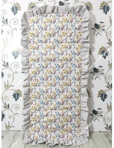 Funda Universal Flores Otoñales Rosa con Volante a todo alrededor en tejido Waffle gris