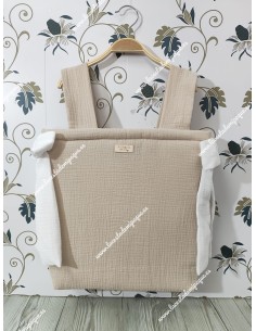 Bolso Panera Cremallera Bambula Lino Lazos laterales en Bambula  Blanca