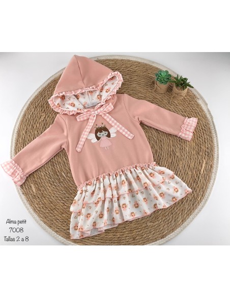 Vestido Hada Rosa Volantes Alma