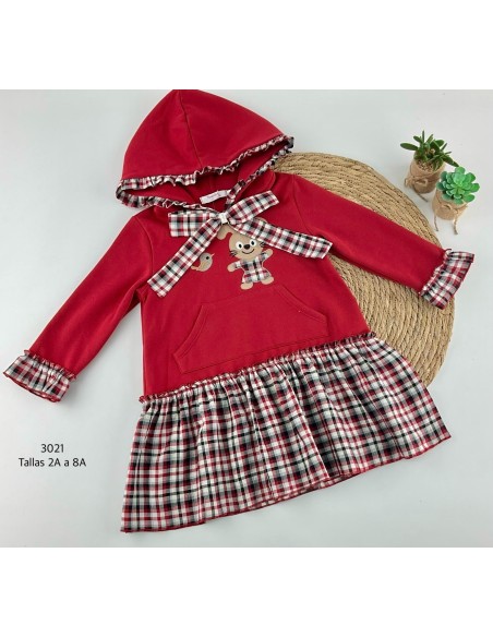 Vestido Granate Conejito Cuadros Diverchic