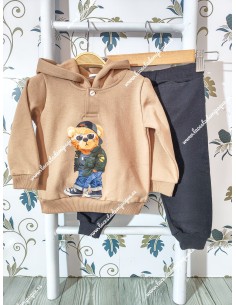 Chándal Osito Rapero Camel-Negro Capucha