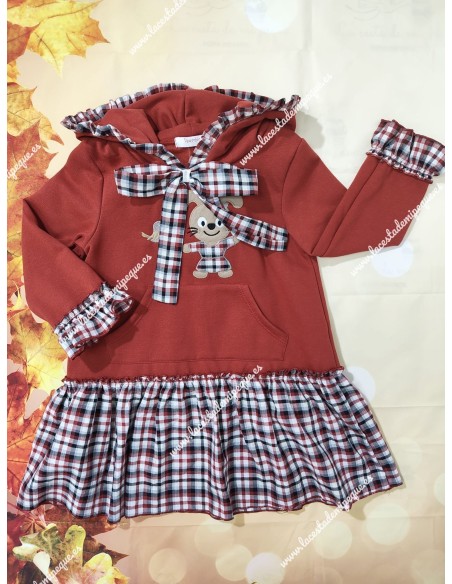 Vestido Granate Conejito Cuadros Diverchic
