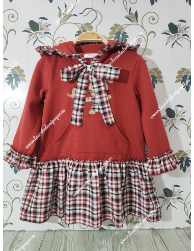 Vestido Granate Conejito Cuadros Diverchic