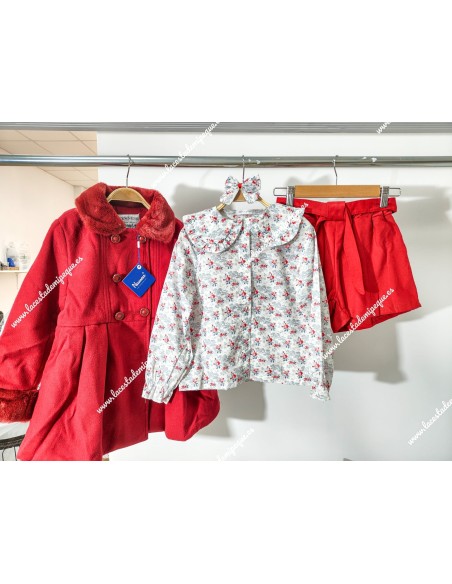 Conjunto Blusa Flores y Short Rojo Alma