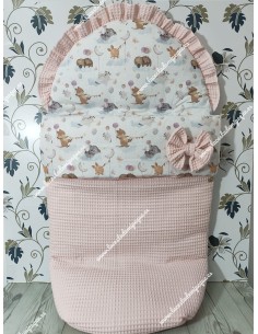 Saco Universal Waffle Rosa Combinado con tejido de animales 2