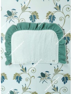 Salvababas Capazo Plumeti Blanco volante waffle verde jade