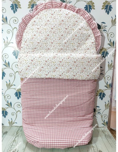 Pack Bolso y Saco Universal Vichy Maquillaje Cuadros-P Combi Flores y Hojas Rosa (Mixto)