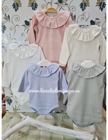 Body Cuello Volante Manga Larga Beige
