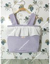 Bolso Pocket Cremallera Vichy Malva Cuadro pequeño Volante Plumeti Blanco