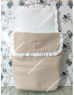 Saco Capazo Desmontable con tejidos: Bambula Lino y blanca