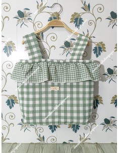 Bolso Pocket Cremallera Vichy Verde Menta Cuadros-M combi Volante