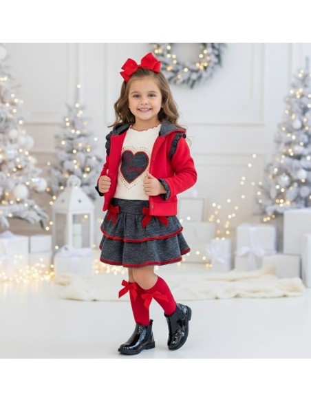Conjunto Falda 3 Piezas Rojo-Perla-Marino Love