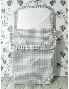 Saco Capazo Desmontable Vichy Gris Cuadros-P combi combinado con Bambula