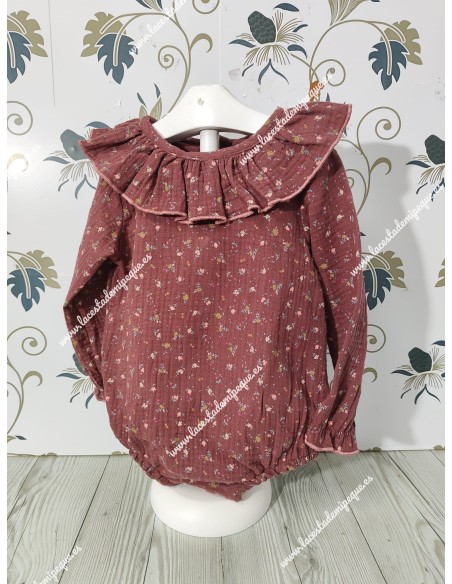 Pelele Bambula Granate Flores Liberty M/L