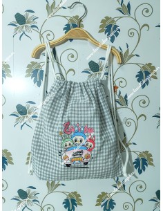 Mochila Tipo Talega Vichy Rosa Cuadros-P Labubu