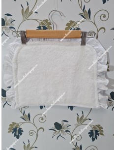 Salvababas Capazo Bambula Blanca volante flores camel 2