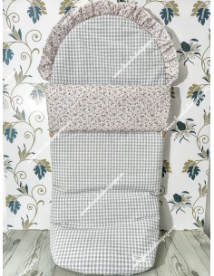Saco Universal Vichy gris cuadro pequeño Combinado con flores morado y gris