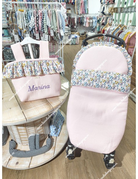 Saco Universal Waffle Rosa Combi Flores Otoñales-R