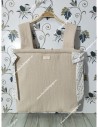 Bolso Panera Cremallera Bambula Lino Lazos laterales en flores camel
