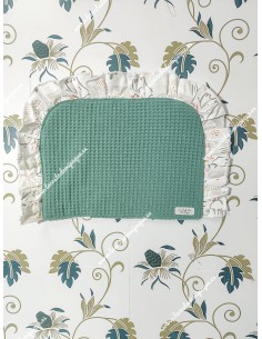 Salvababas Capazo Waffle Verde Jade Volante elefantes gris