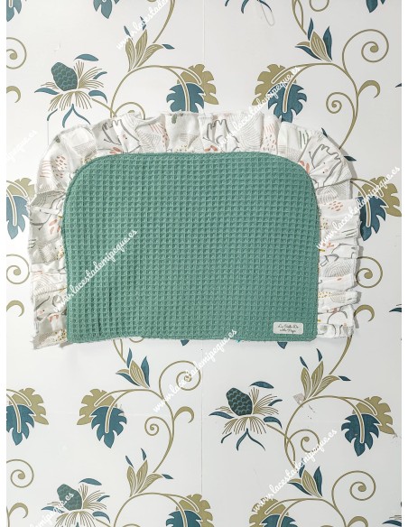 Salvababas Capazo Waffle Verde Jade Volante elefantes gris
