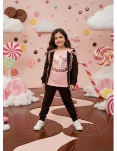 Chándal Labubu Rosa-Chocolate 3 Piezas