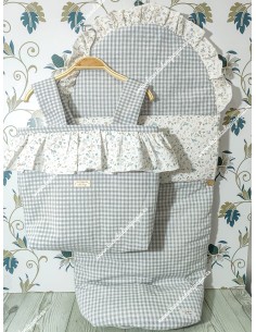 Pack Bolso y Saco Universal Vichy Gris Cuadros-P Combi Flores Camel 2