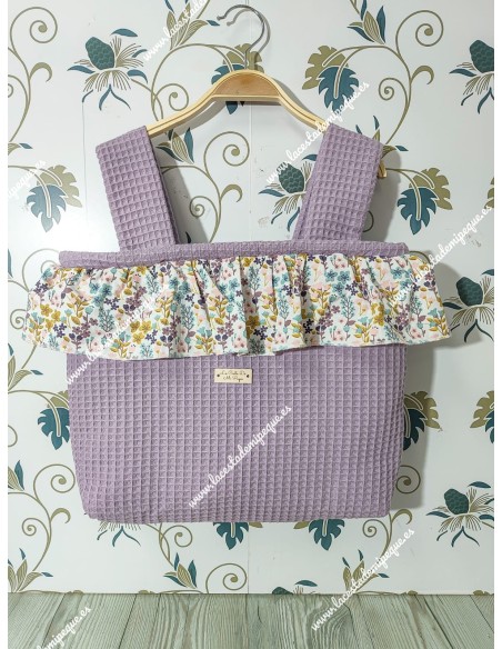 Pack Bolso y Saco Universal Waffle malva Combi Flores Otoñales-R