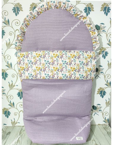 Pack Bolso y Saco Universal Waffle malva Combi Flores Otoñales-R