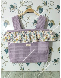 Bolso Pocket Cremallera Waffle malva Volante Flores Otoñales Rosa