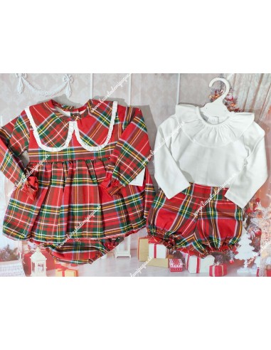 Jesusito con braguita estampado de cuadro escocés ideal para Navidad
