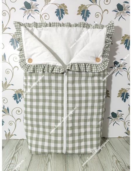 Saco Universal Capazo Vichy Verde Oliva Cuadros-M Volante Combi