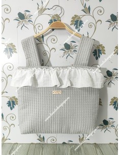 Pack Bolso y Saco Universal Waffle Gris Combi bambula blanca 2