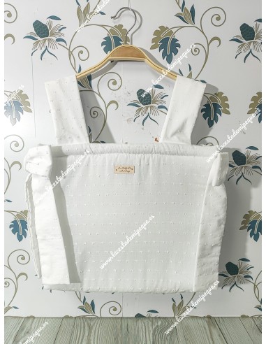 Bolso Pocket Cremallera Plumeti Blanco Lazos laterales