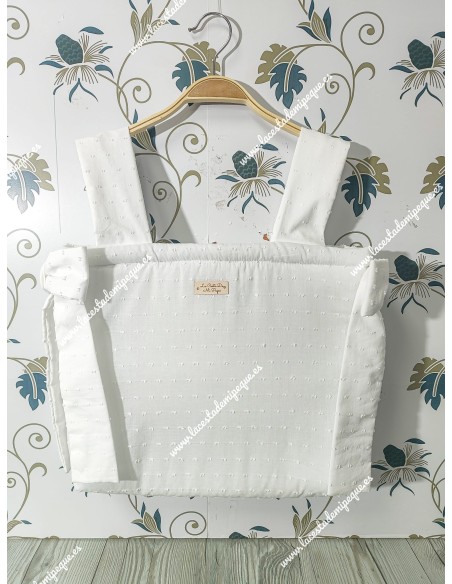 Bolso Pocket Cremallera Plumeti Blanco Lazos laterales