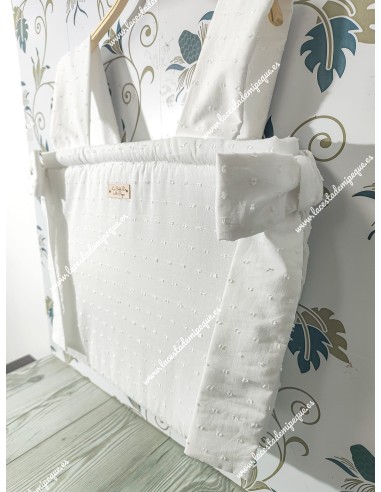 Bolso Pocket Cremallera Plumeti Blanco Lazos laterales