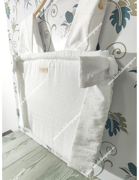 Bolso Pocket Cremallera Plumeti Blanco Lazos laterales