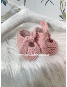 Patucos Hilo Artesanales Rosa maquillaje Nudo