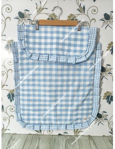 Pack Bolso, Neceser, Arrullo, Colchoneta Capazo, Cubrecapazo y Colcha Celeste Cuadros-M Combi 2