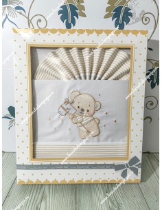Juego Sábanas Cuna Osito Blanco-Beige