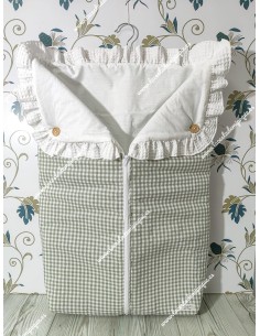 Saco Universal Capazo Vichy Verde Oliva Cuadros-P Volante waffle blanco