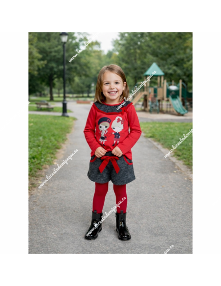Conjunto Short Muñecas Fashion Rojo
