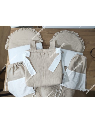 Bolso Panera Cremallera Bambula Lino Lazos laterales en Bambula  Blanca
