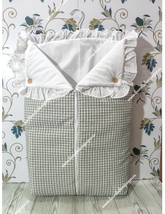 Pack Bolso, Cubrecapazo y Saco Vichy verde oliva Cuadros-P Combi Plumeti 2