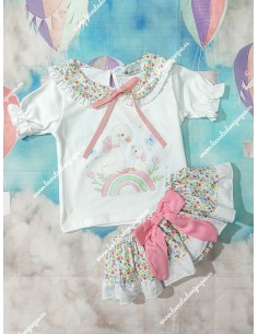 Conjunto Faldita Ocas Flores