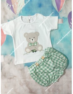 Conjunto Pololo Osito Vichy Verde
