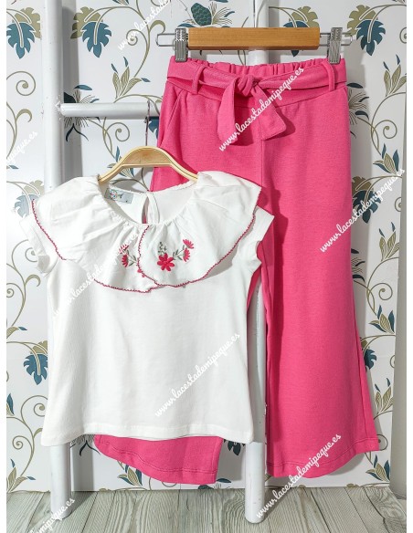 Conjunto Camiseta Baberola y Palazzo Fucsia