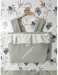 Bolso Pocket Cremallera Vichy Verde Menta Cuadros-P Volante plumeti