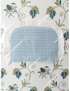 Salvababas Capazo Vichy Celeste Cuadros-P Volante bambula blanca